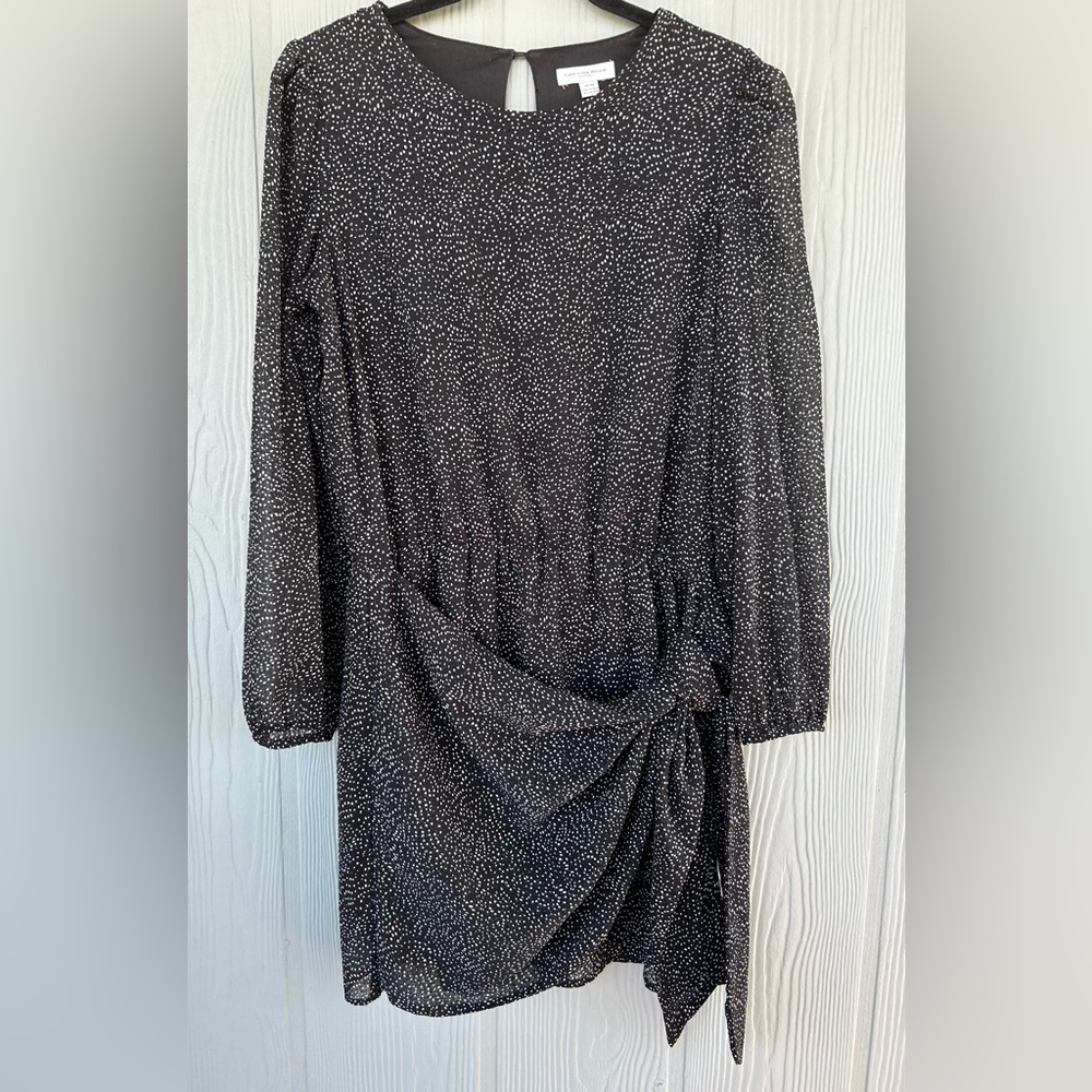 76CAROLINA BELLE Elegant Puffed Sleeve Polka-dot Black & White Mini Dress 
SizeМ